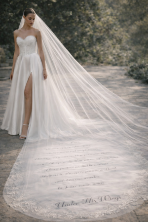 71f977f3-2abb-47f9-bd6d-0ba6157a59cc Strapless Tulle Gown with Long Train